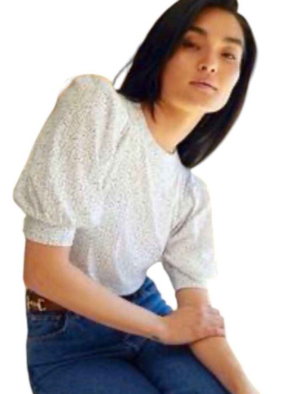 Nation LTD Rimma Dotty Printed Exaggerated Puff Sleeve Tee XS